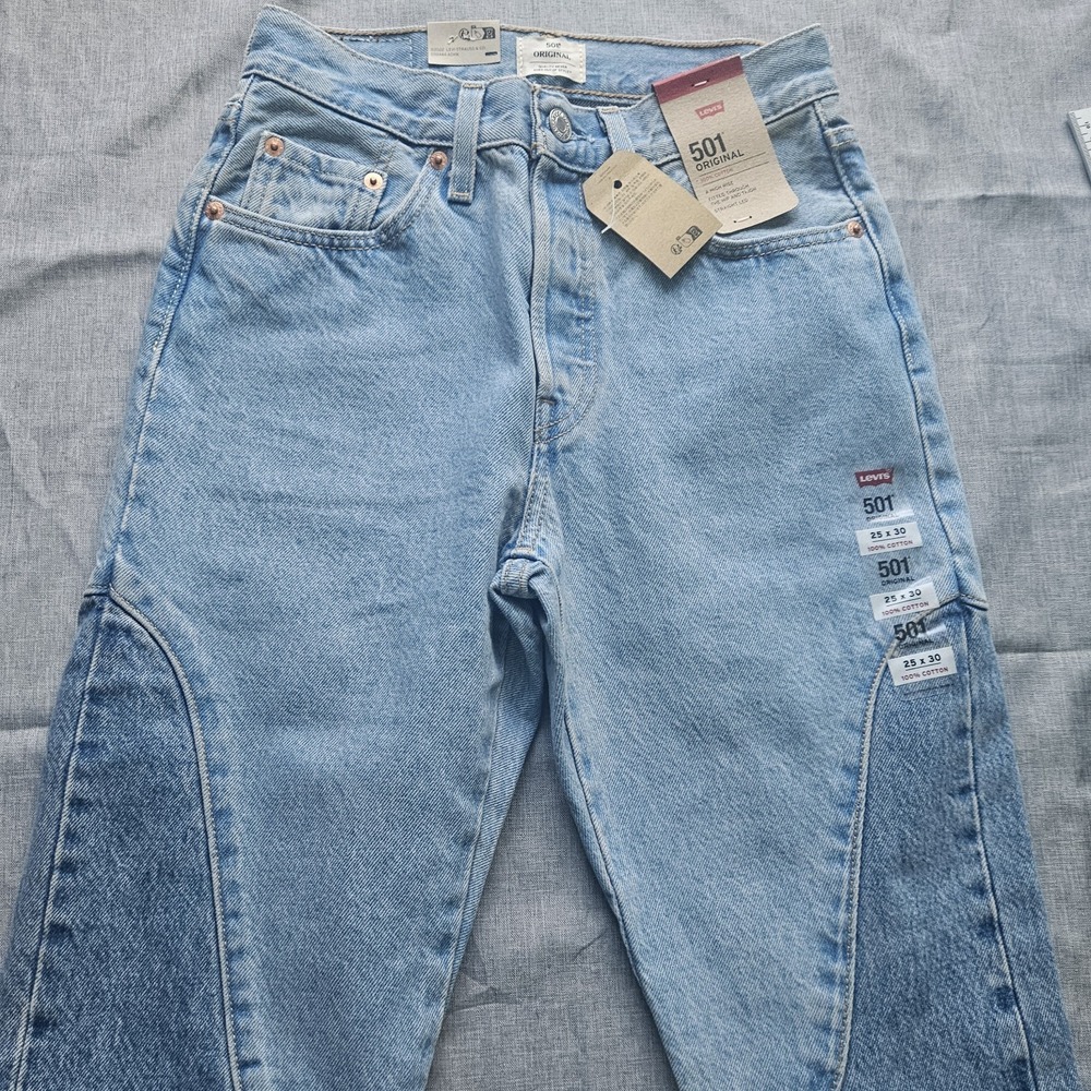 Levi's 501 Premium Original Chaps Jeans Womens 25x30 Button Fly High Rise - Picture 3 of 16